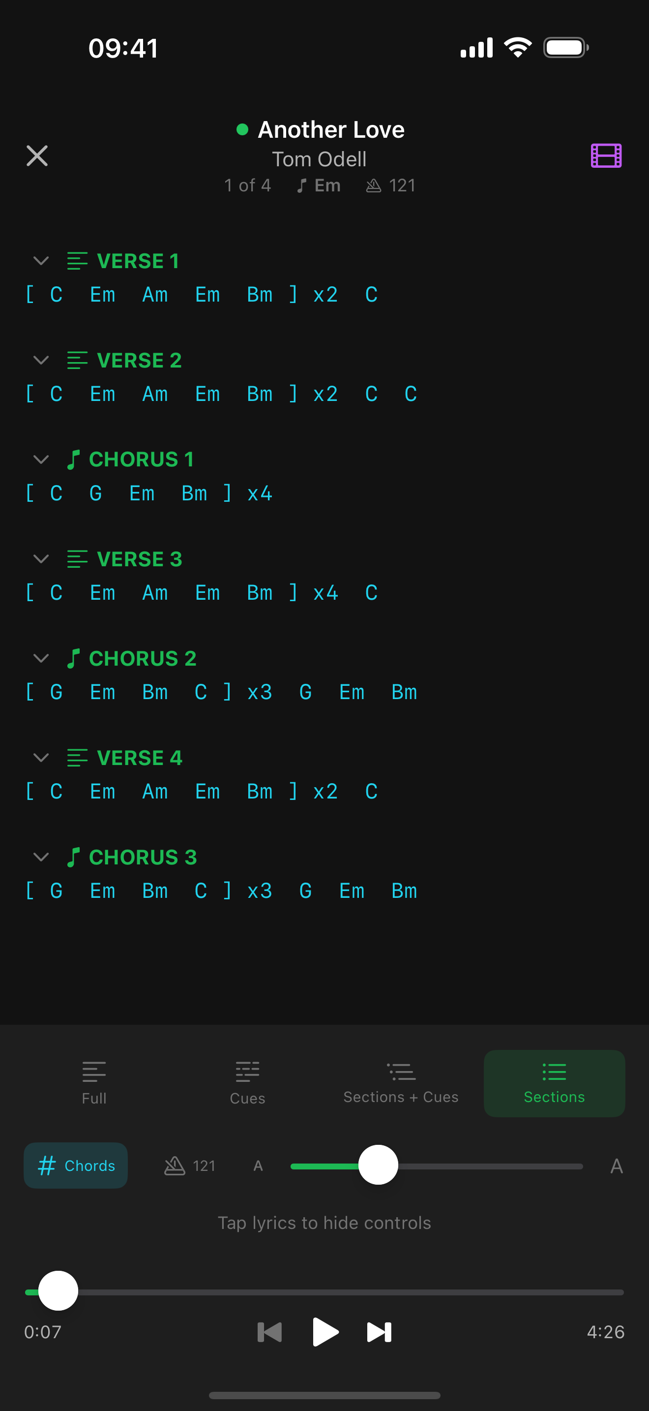 Sections only — minimal on-stage reference