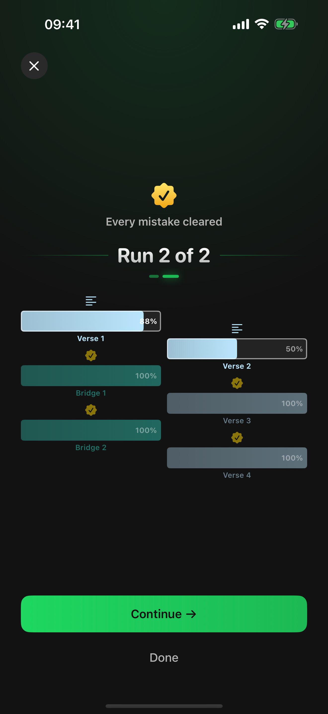 Between runs — every mistake cleared, and a map of what run 2 will ask